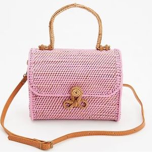 POPPY+SAGE Rattan Crossbody with Top Handle - Alice Light Pink